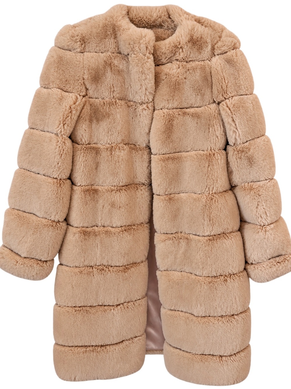 Oh Polly Beige Faux Fur Puffer Coat